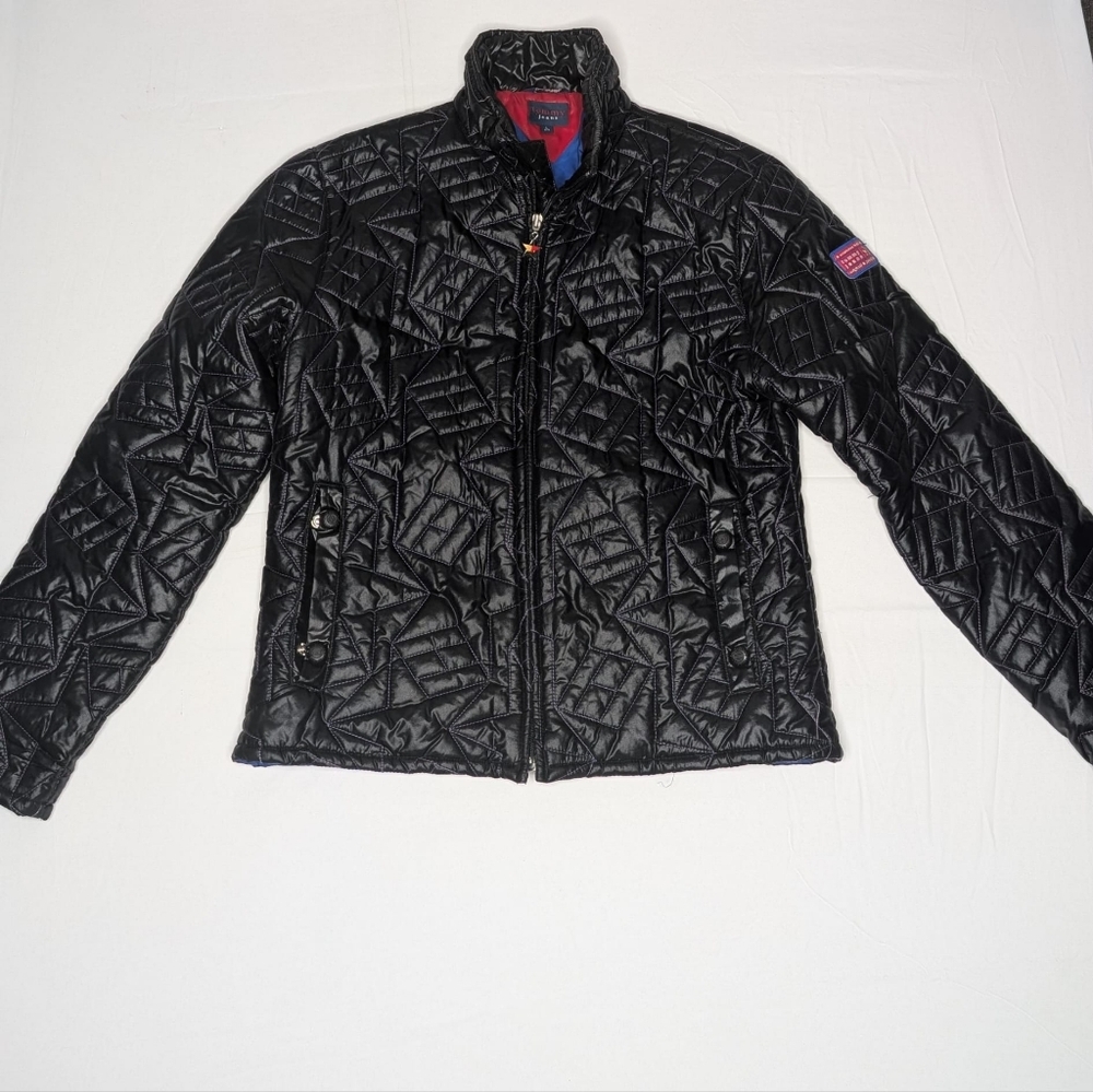 Vintage Y2K Tommy Jeans Puffer Quilted Jacket Women's Black Hilfiger Sz L